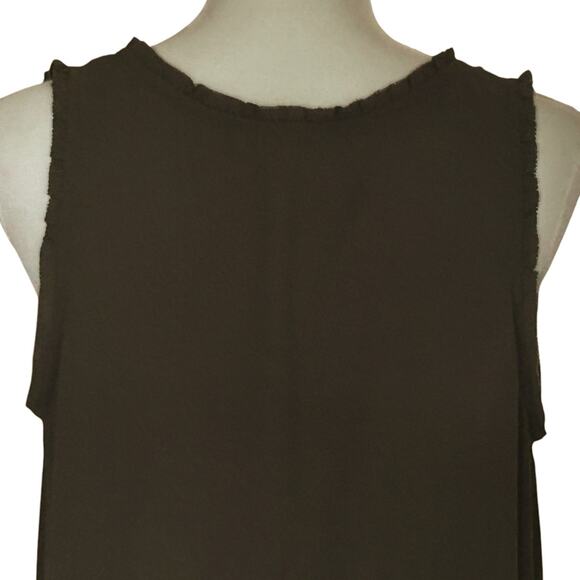 LOFT Women's Ruffle Scoop Tank in Olive Green-Size LP - Picture 4 of 5